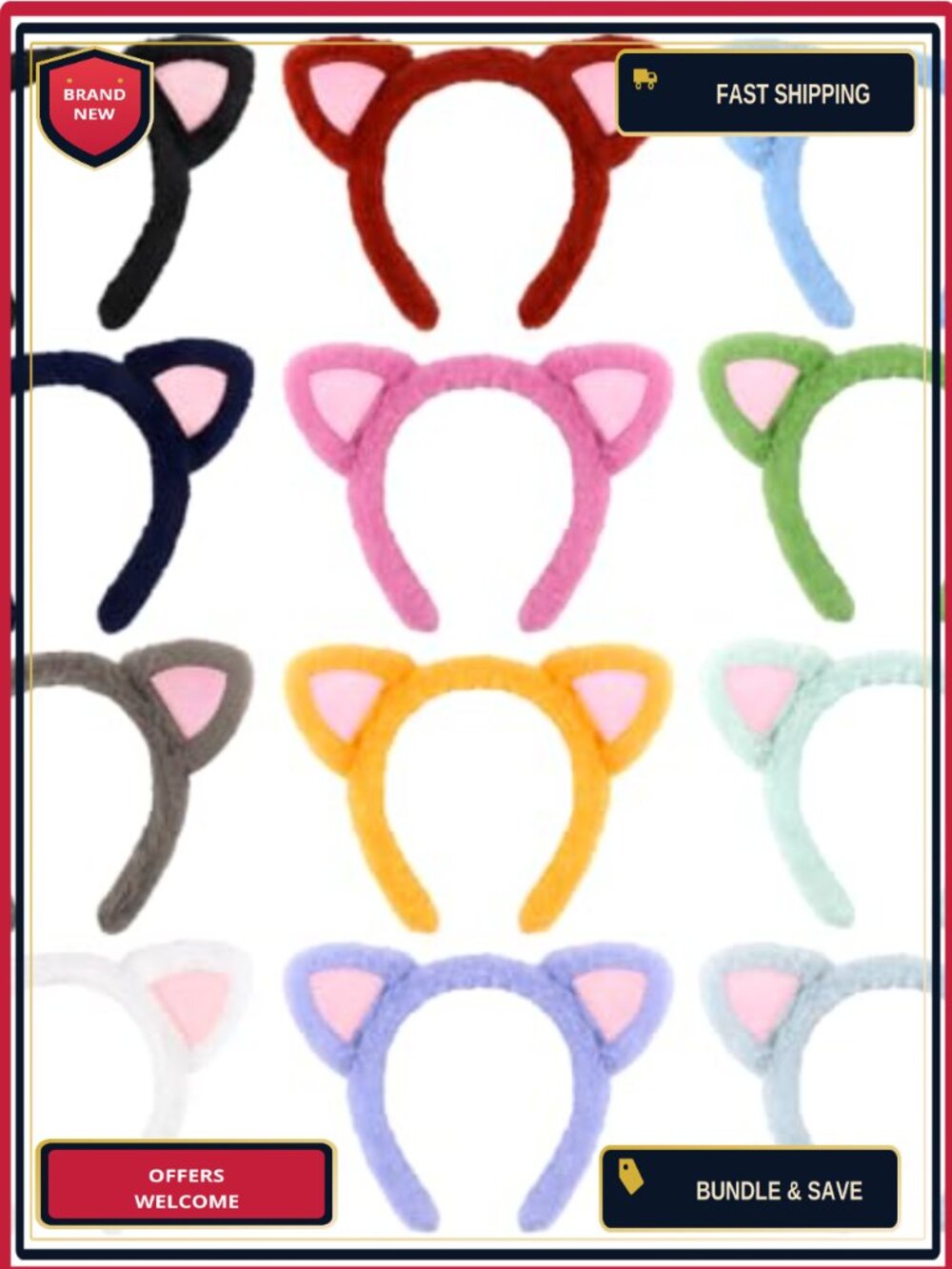 Plush Cat Ears Headband Women Animal Costume Cosplay Halloween Accessory